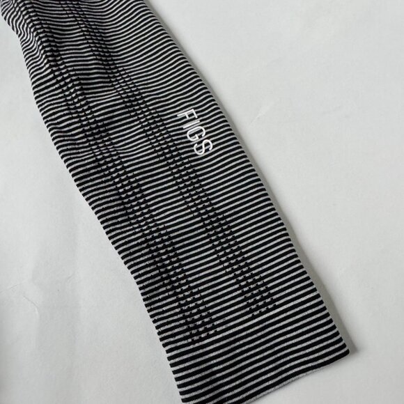 Figs Womens S Salta Underscrub Top Shirt Stripe Black White Long Sleeve Seamless - Picture 3 of 10